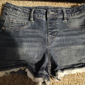 Members Mark My Favorite Denim Short Jean shorts lace ends